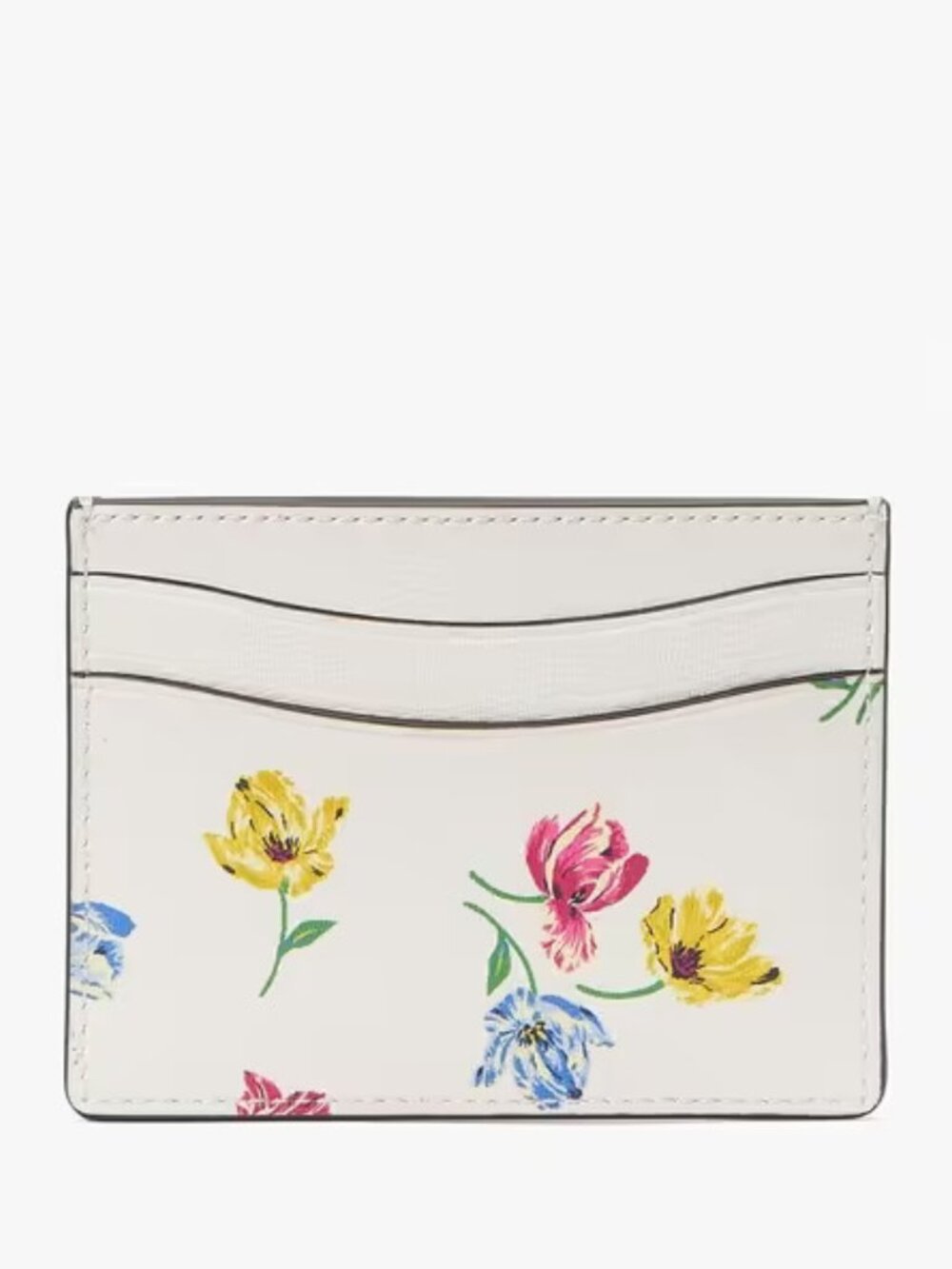 KATE SPADE Morgan Tulip Toss Cream Floral Saffiano Leather Cardholder - Picture 2 of 6
